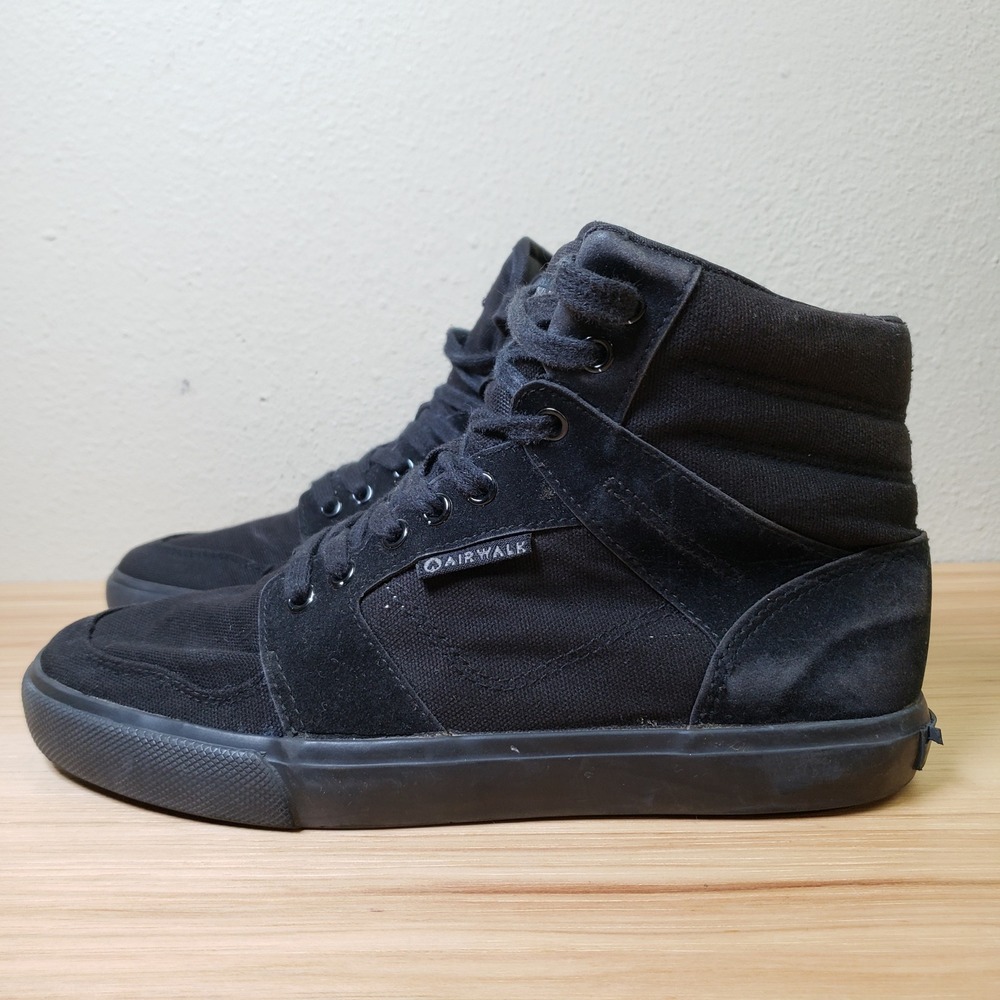 Airwalk Canvas High Top Sneakers All Black Casual Streetwear Men's Size 7.5